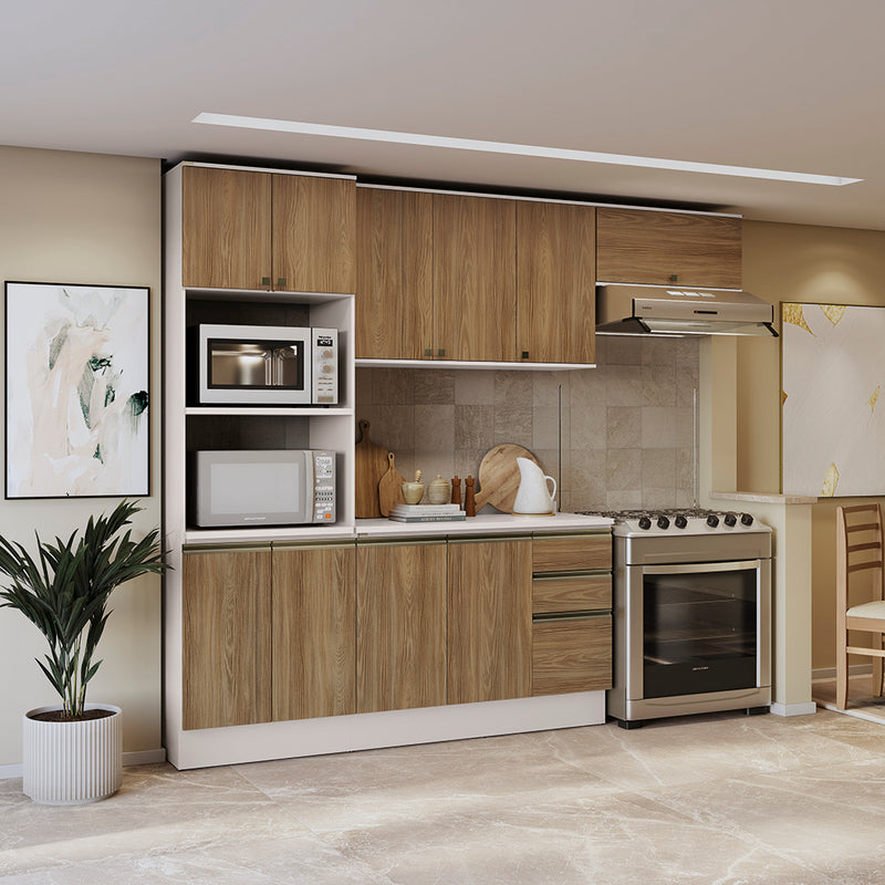 Armario Cocina 270cm MDF 10 Puertas Kappesberg Blanco/Marrón