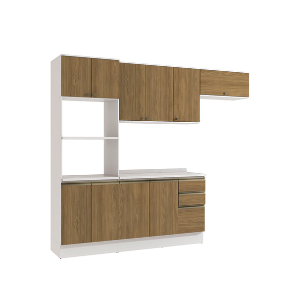 Armario Cocina 270cm MDF 10 Puertas Kappesberg Blanco/Marrón