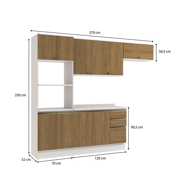 Armario Cocina 270cm MDF 10 Puertas Kappesberg Blanco/Marrón