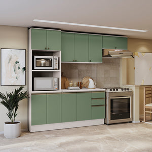 Armario Cocina 270cm MDF 10 Puertas Kappesberg Blanco/Verde