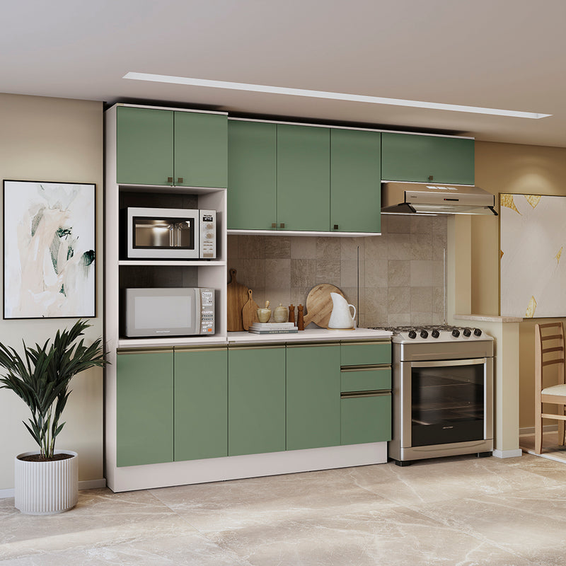 Armario Cocina 270cm MDF 10 Puertas Kappesberg Blanco/Verde