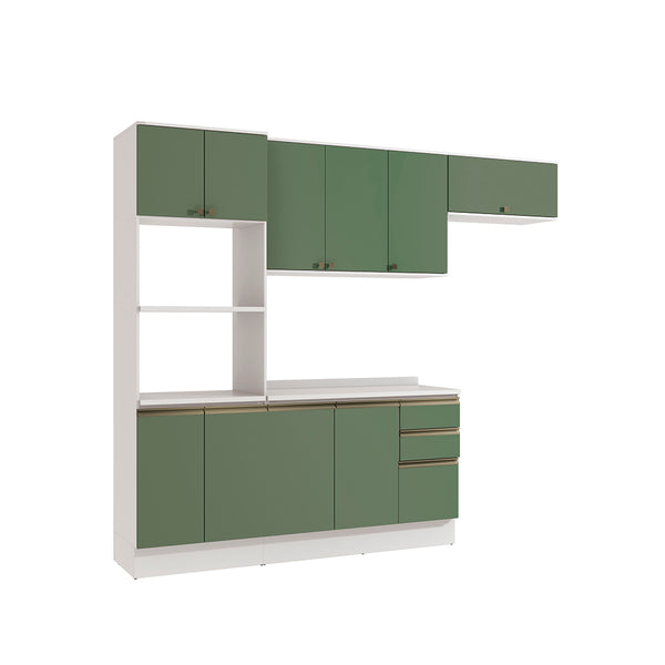 Armario Cocina 270cm MDF 10 Puertas Kappesberg Blanco/Verde