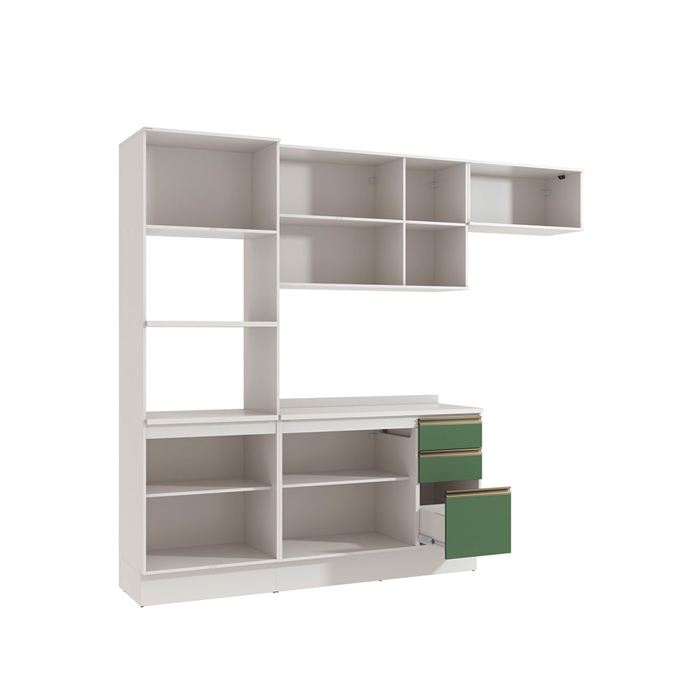 Armario Cocina 270cm MDF 10 Puertas Kappesberg Blanco/Verde