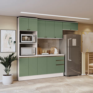 Armario Cocina 270cm MDF 10 Puertas Kappesberg Blanco/Verde
