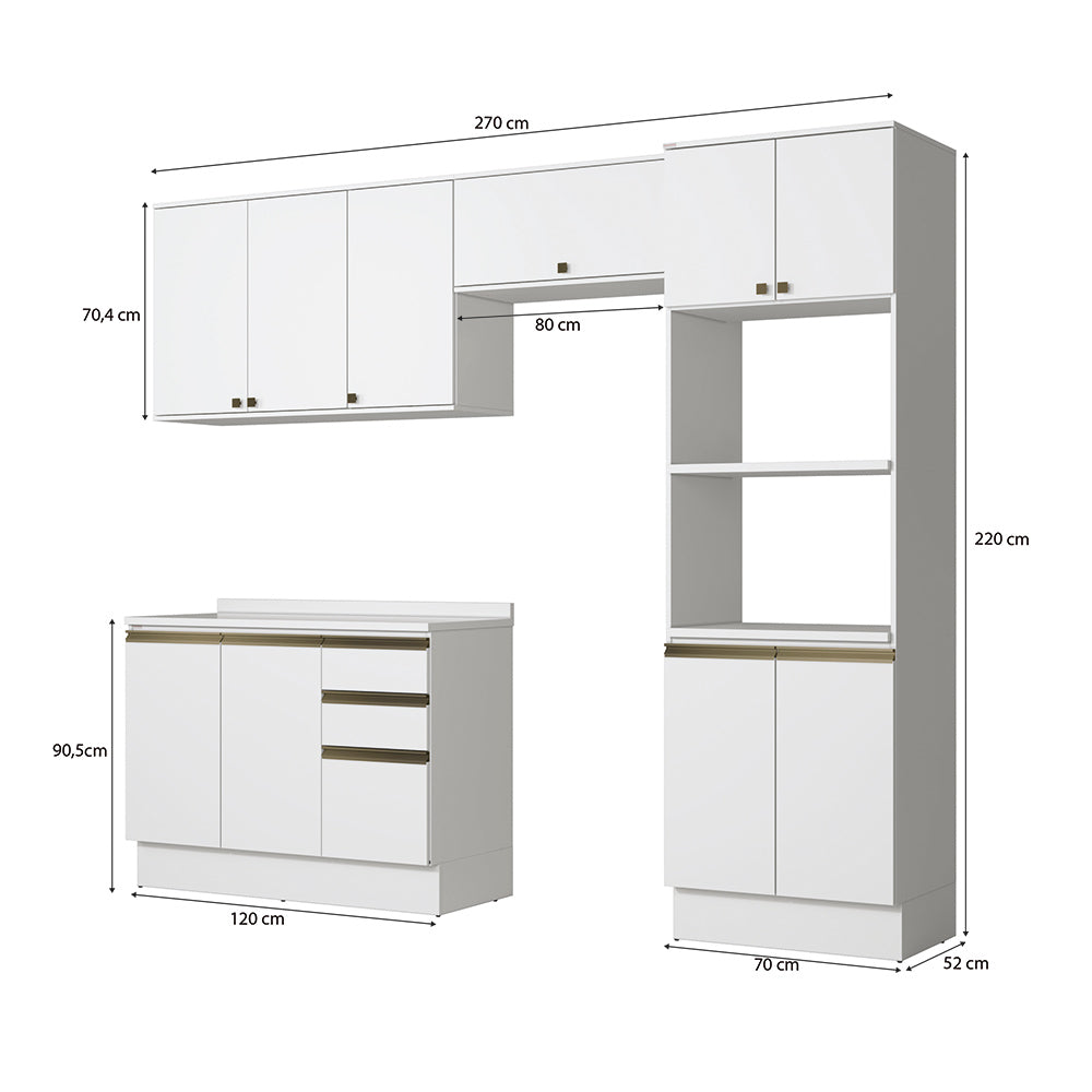 Armario Cocina Torre Horno 270cm MDF Kappesberg Blanco