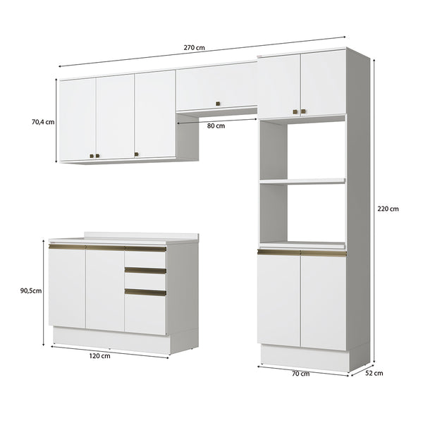 Armario Cocina Torre Horno 270cm MDF Kappesberg Blanco