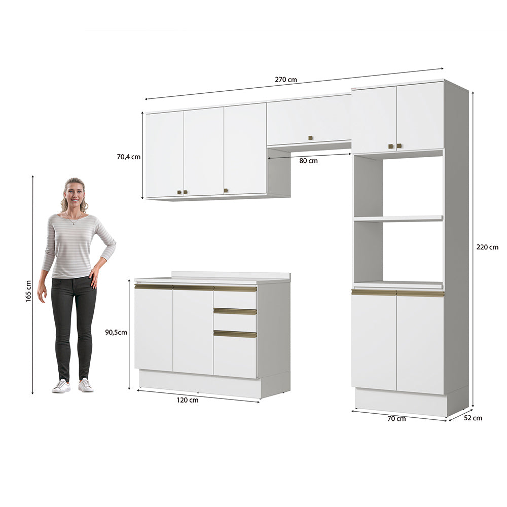 Armario Cocina Torre Horno 270cm MDF Kappesberg Blanco