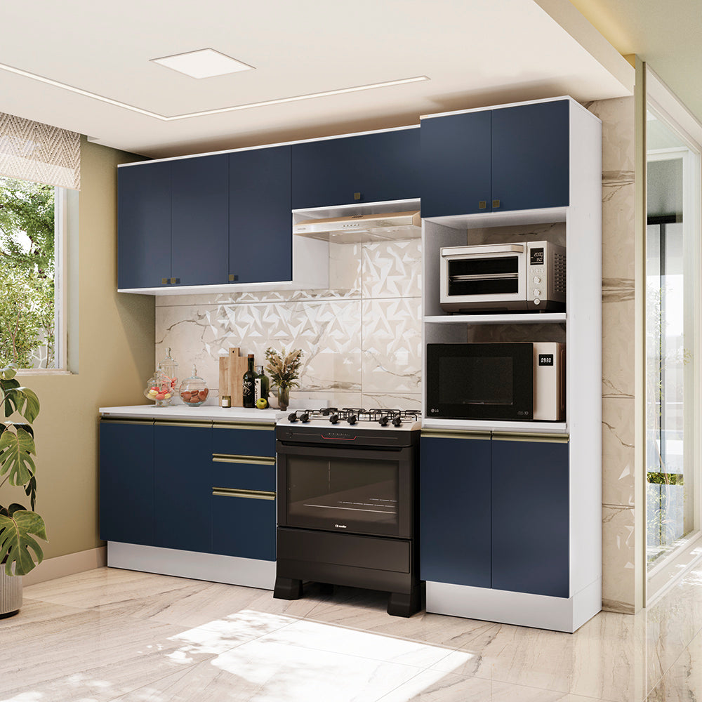 Armario Cocina Torre Horno 270cm Kappesberg Blanco/Azul