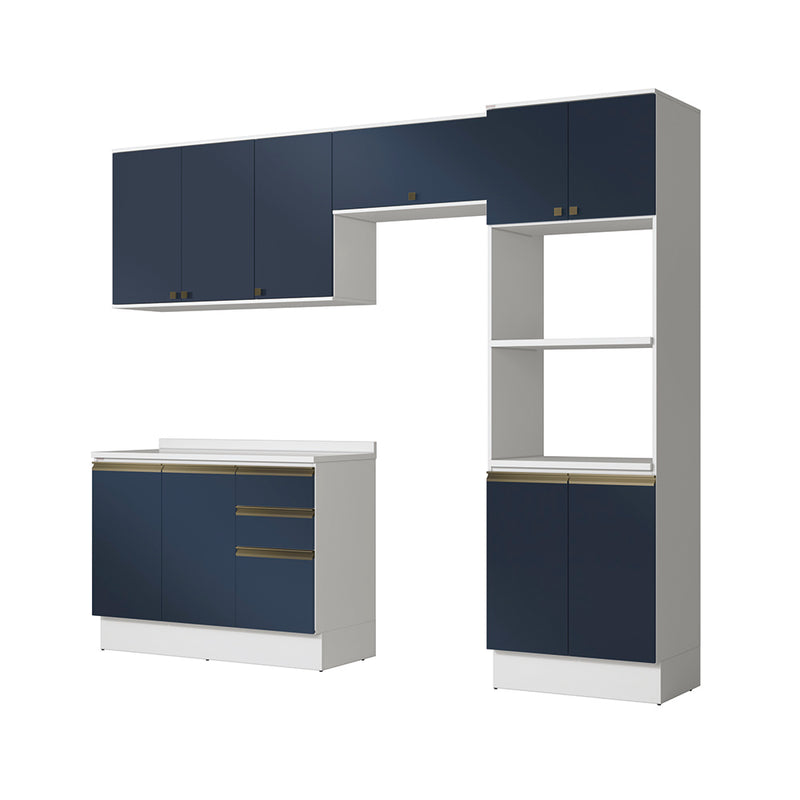 Armario Cocina Torre Horno 270cm Kappesberg Blanco/Azul