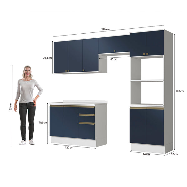 Armario Cocina Torre Horno 270cm Kappesberg Blanco/Azul