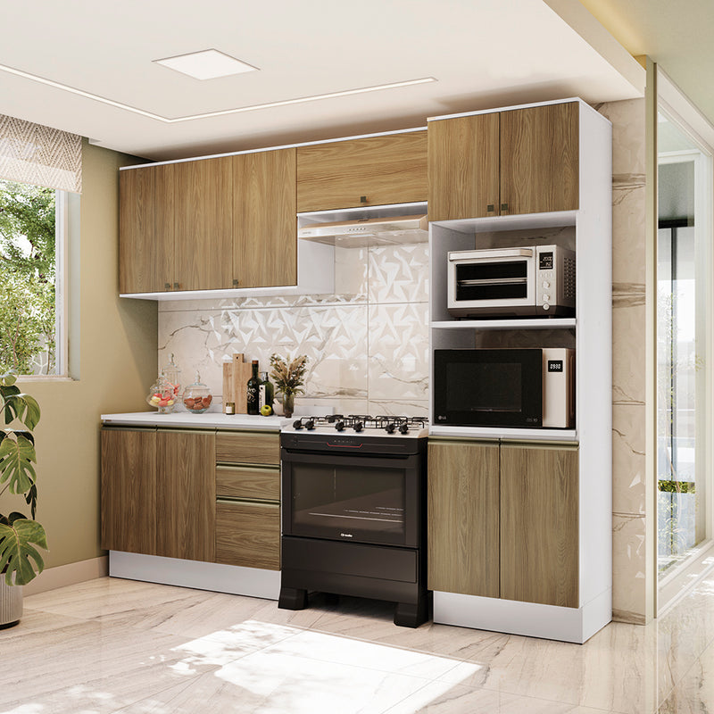Armario Cocina Torre Horno 270cm Kappesberg Blanco/Marrón
