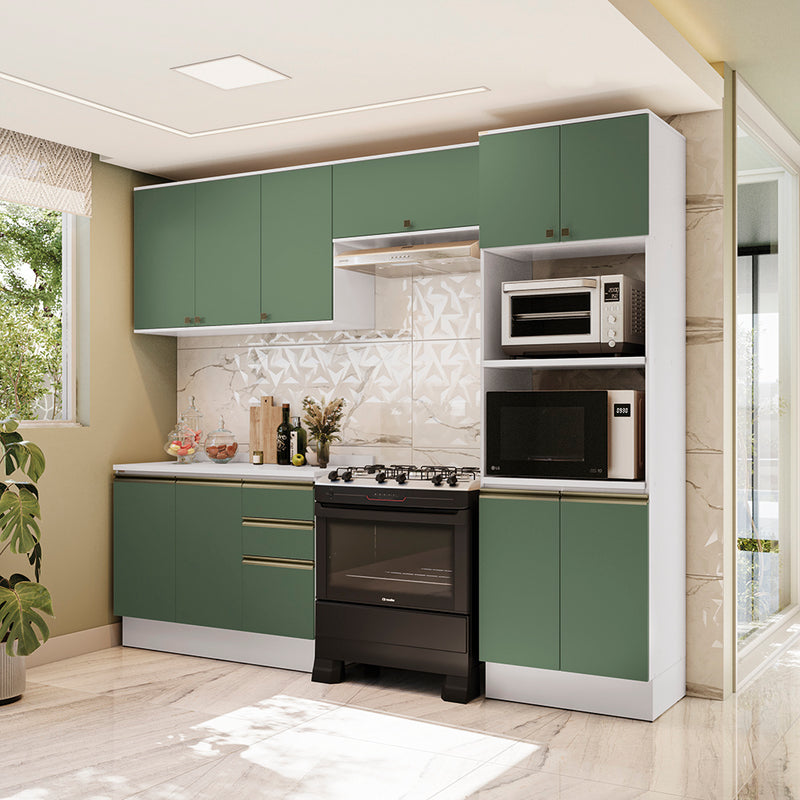 Armario Cocina Torre Horno 270cm Kappesberg Blanco/Verde