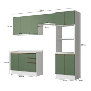 Armario Cocina Torre Horno 270cm Kappesberg Blanco/Verde