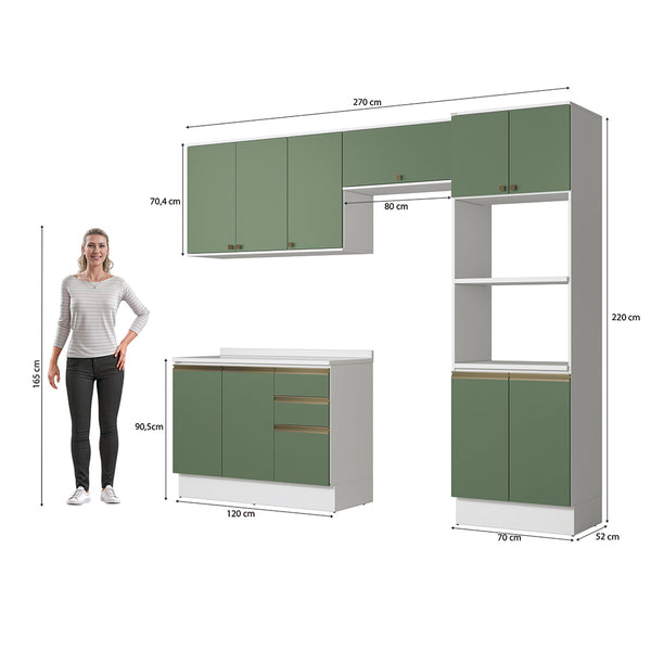 Armario Cocina Torre Horno 270cm Kappesberg Blanco/Verde