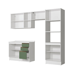 Armario Cocina Torre Horno 270cm Kappesberg Blanco/Verde