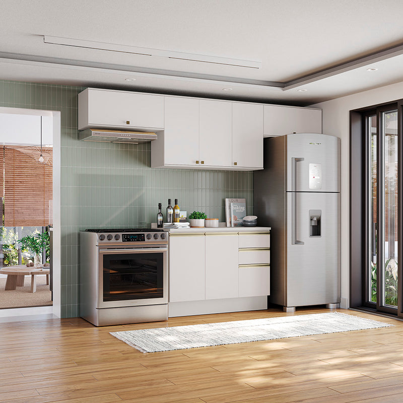 Cocina Completa 280cm MDF 3 Cajones Kappesberg Blanco