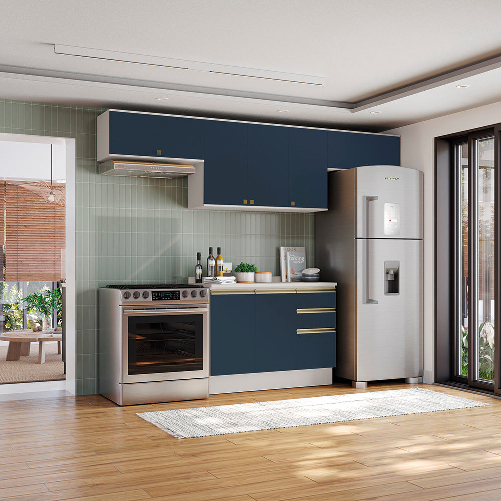 Cocina Completa 280cm MDF 3 Cajones Kappesberg Blanco/Azul