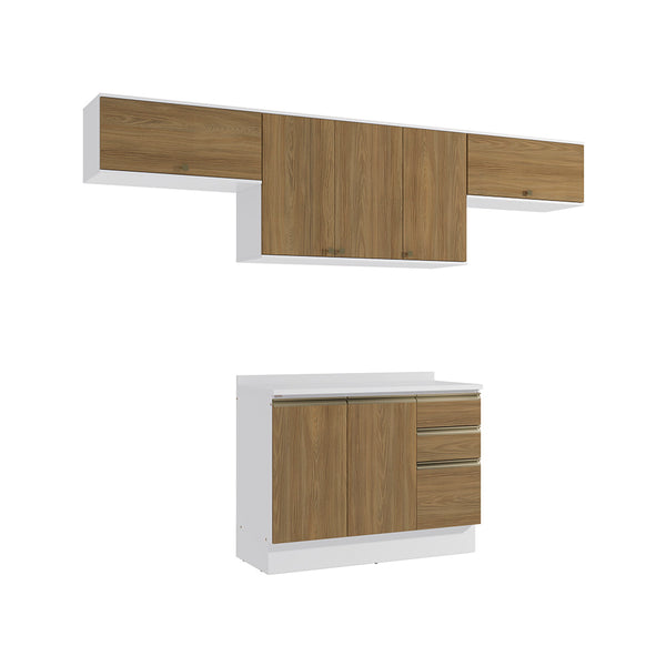 Cocina Completa 280cm MDF 3 Cajones Kappesberg Blanco/Marrón