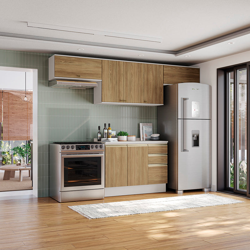 Cocina Completa 280cm MDF 3 Cajones Kappesberg Blanco/Marrón