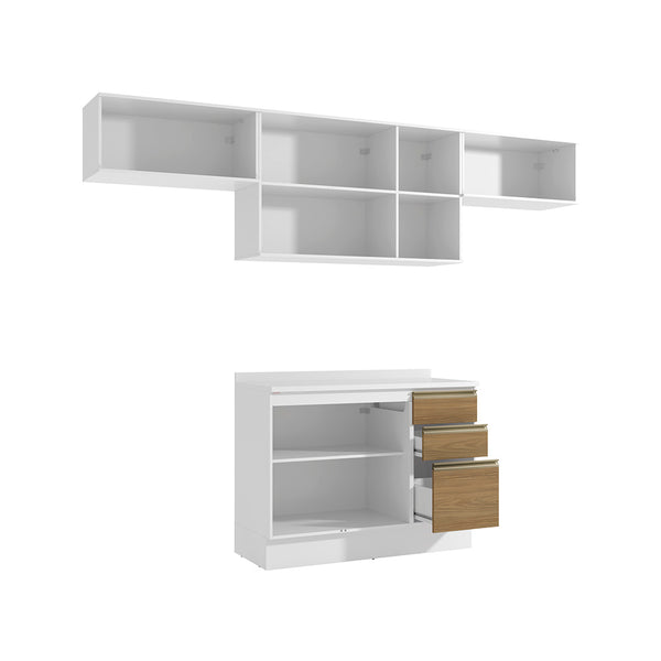 Cocina Completa 280cm MDF 3 Cajones Kappesberg Blanco/Marrón