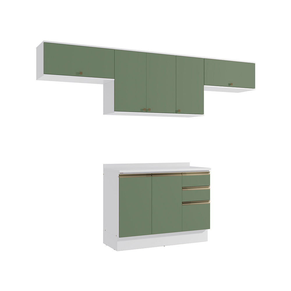 Cocina Completa 280cm MDF 3 Cajones Kappesberg Blanco/Verde