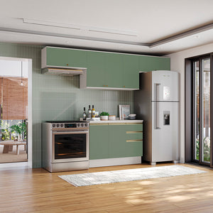 Cocina Completa 280cm MDF 3 Cajones Kappesberg Blanco/Verde