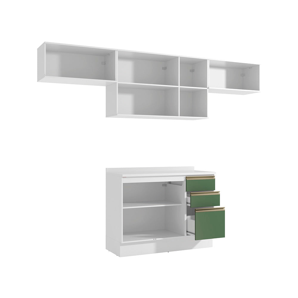Cocina Completa 280cm MDF 3 Cajones Kappesberg Blanco/Verde