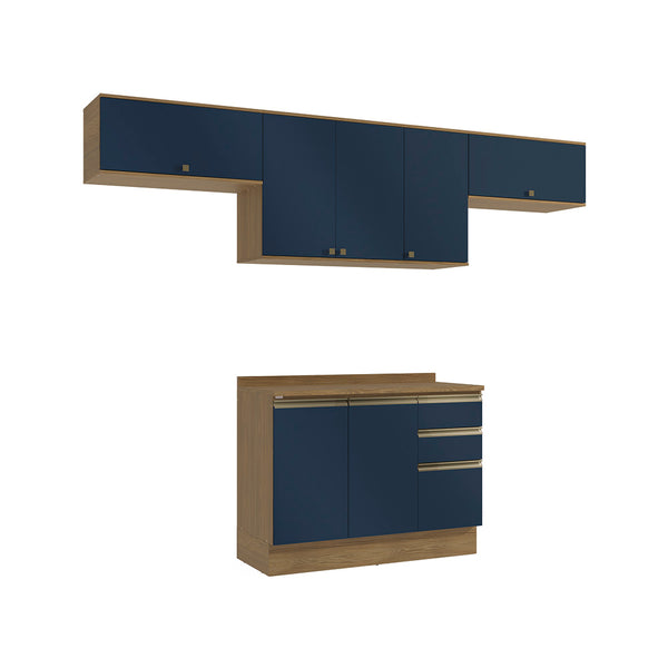 Cocina Completa 280cm MDF 3 Cajones Kappesberg Marrón/Azul