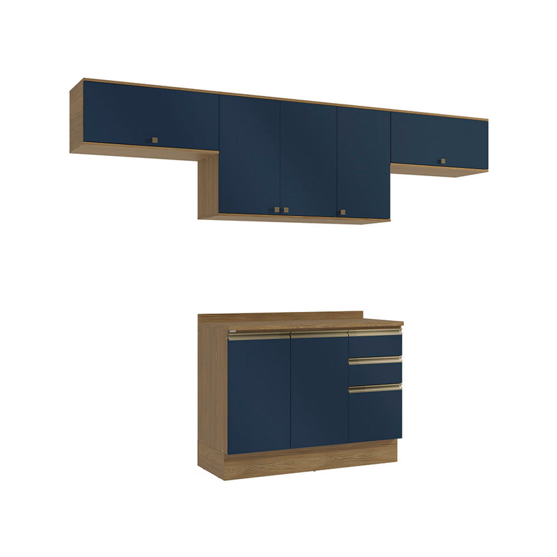 Cocina Completa 280cm MDF 3 Cajones Kappesberg Marrón/Azul