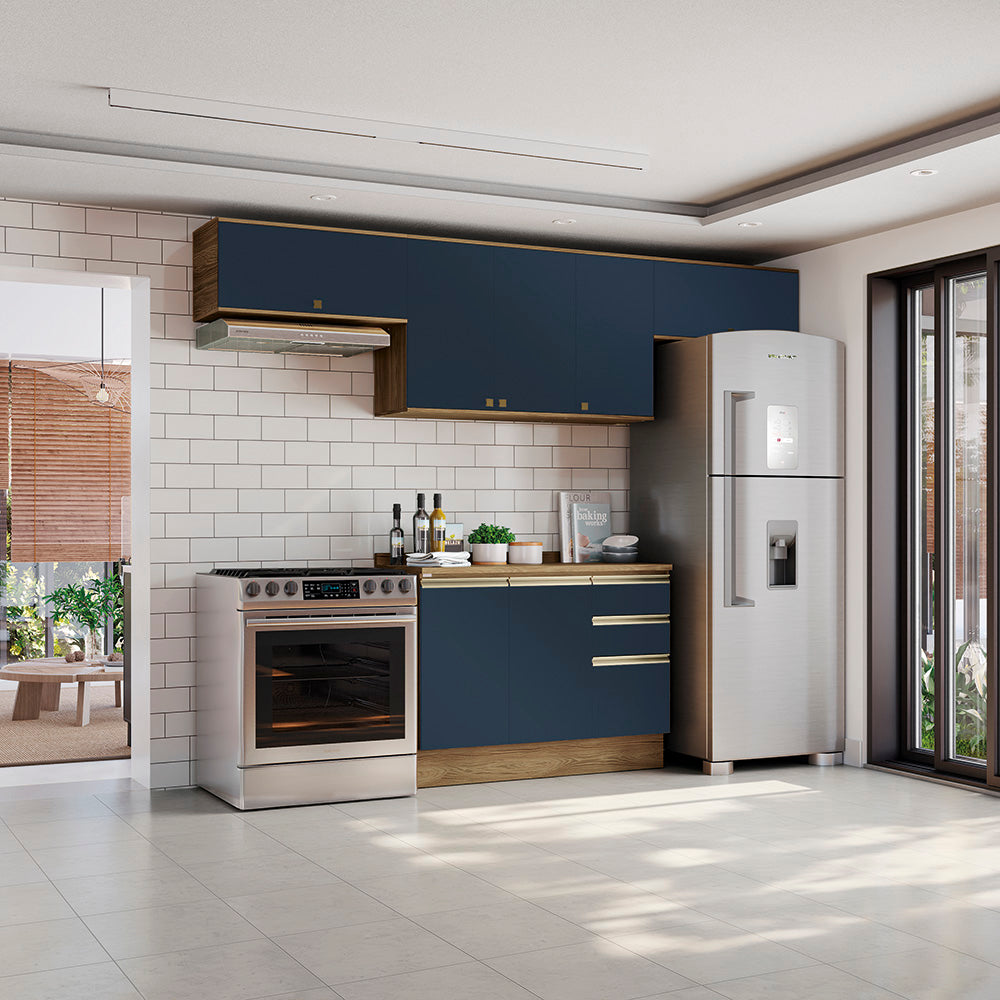Cocina Completa 280cm MDF 3 Cajones Kappesberg Marrón/Azul