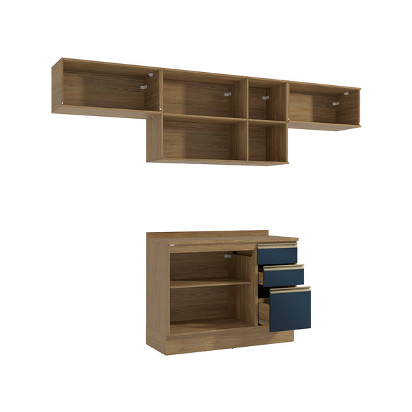 Cocina Completa 280cm MDF 3 Cajones Kappesberg Marrón/Azul