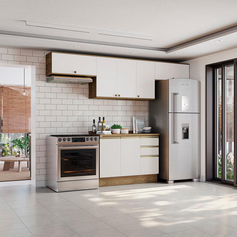 Cocina Completa 280cm MDF 3 Cajones Kappesberg Marrón/Blanco
