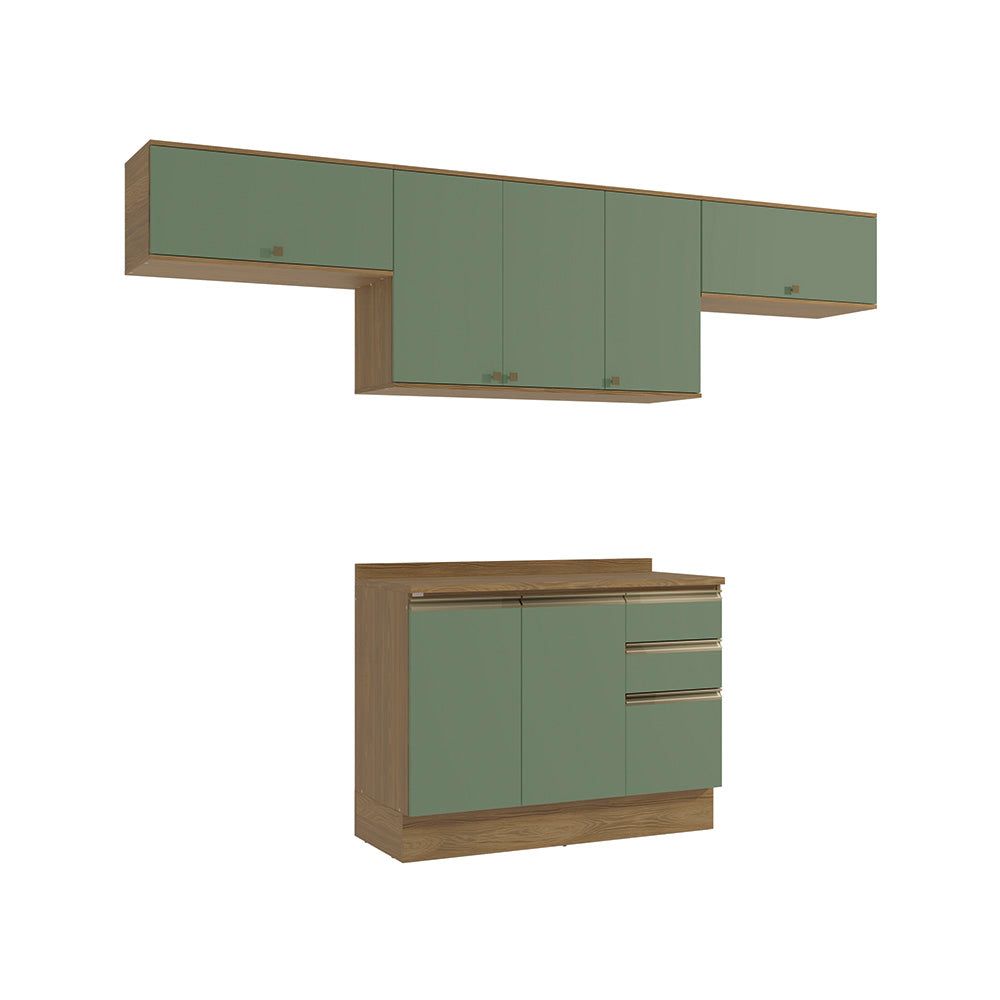 Cocina Completa 280cm MDF 3 Cajones Kappesberg Marrón/Verde