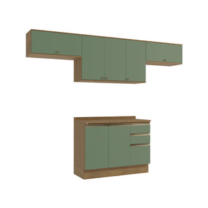 Cocina Completa 280cm MDF 3 Cajones Kappesberg Marrón/Verde