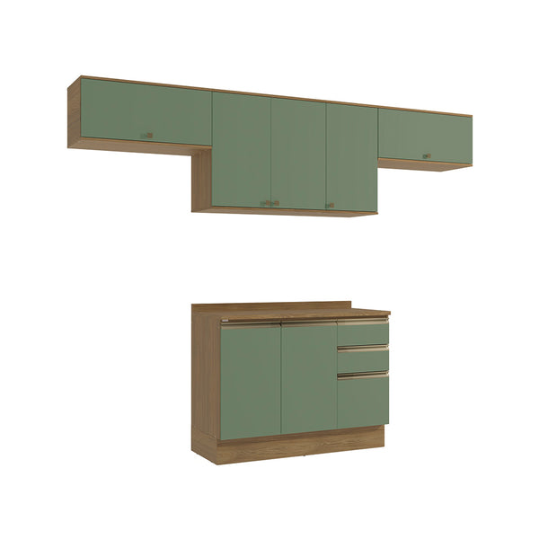 Cocina Completa 280cm MDF 3 Cajones Kappesberg Marrón/Verde
