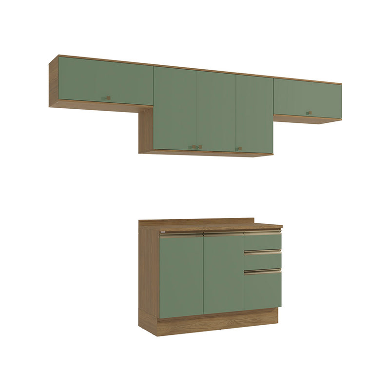 Cocina Completa 280cm MDF 3 Cajones Kappesberg Marrón/Verde