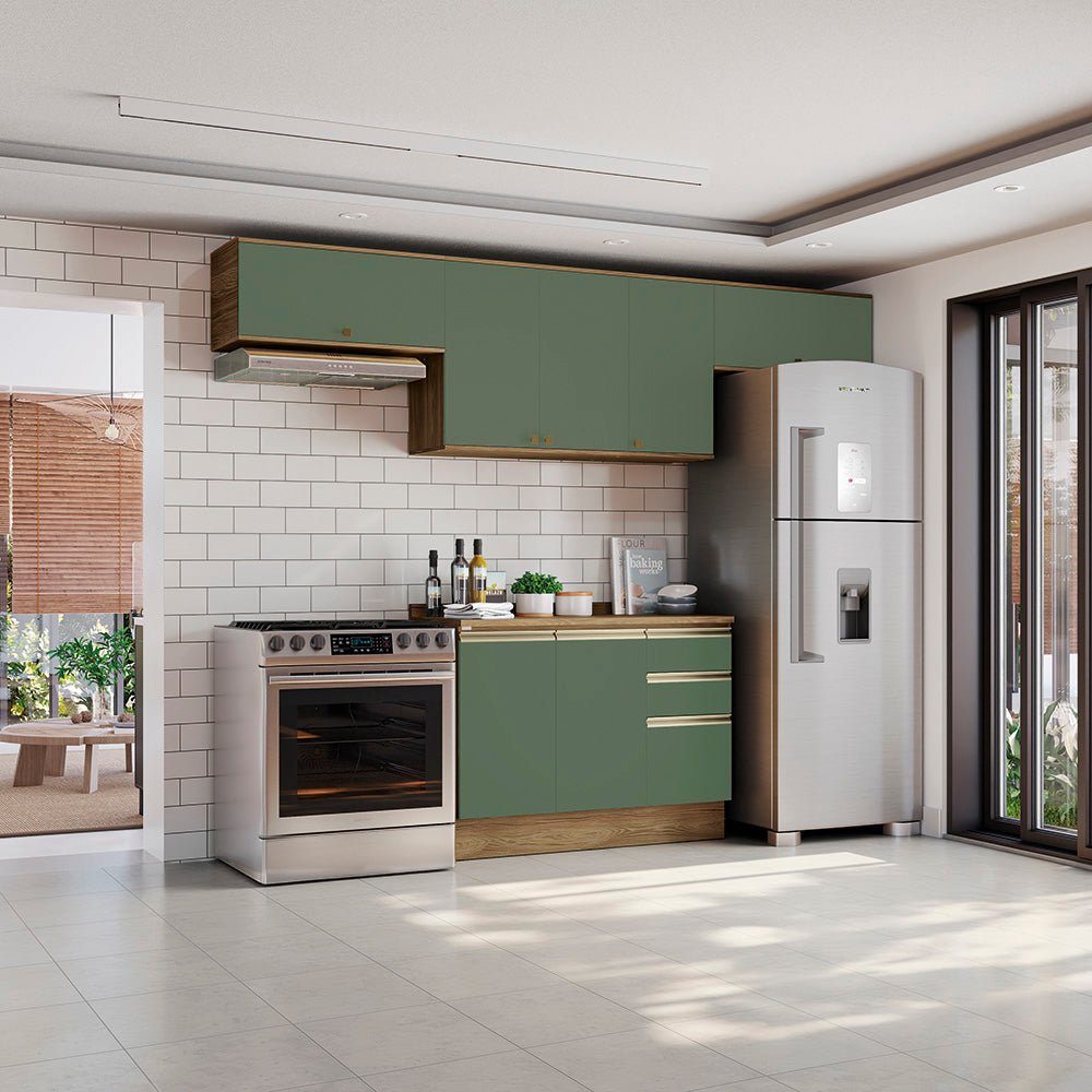 Cocina Completa 280cm MDF 3 Cajones Kappesberg Marrón/Verde
