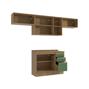 Cocina Completa 280cm MDF 3 Cajones Kappesberg Marrón/Verde