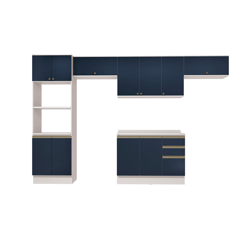 Cocina Integral 350cm MDF Kappesberg 11 Puertas Blanco/Azul