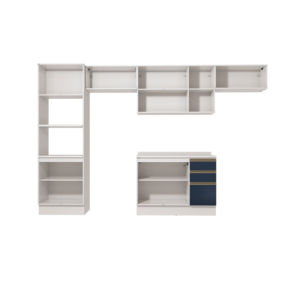 Cocina Integral 350cm MDF Kappesberg 11 Puertas Blanco/Azul