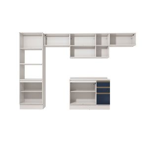 Cocina Integral 350cm MDF Kappesberg 11 Puertas Blanco/Azul