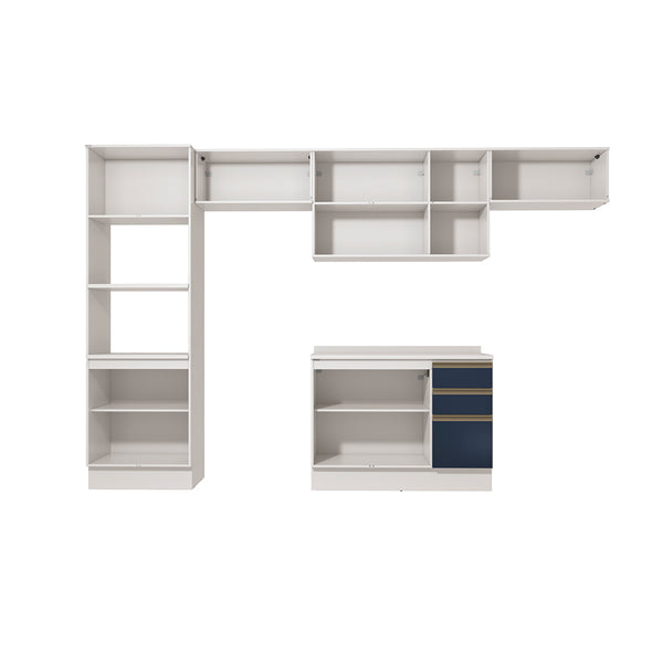 Cocina Integral 350cm MDF Kappesberg 11 Puertas Blanco/Azul