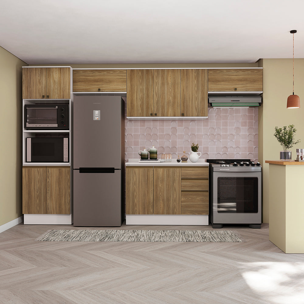 Cocina Integral 350cm Kappesberg 11 Puertas Blanco/Marrón