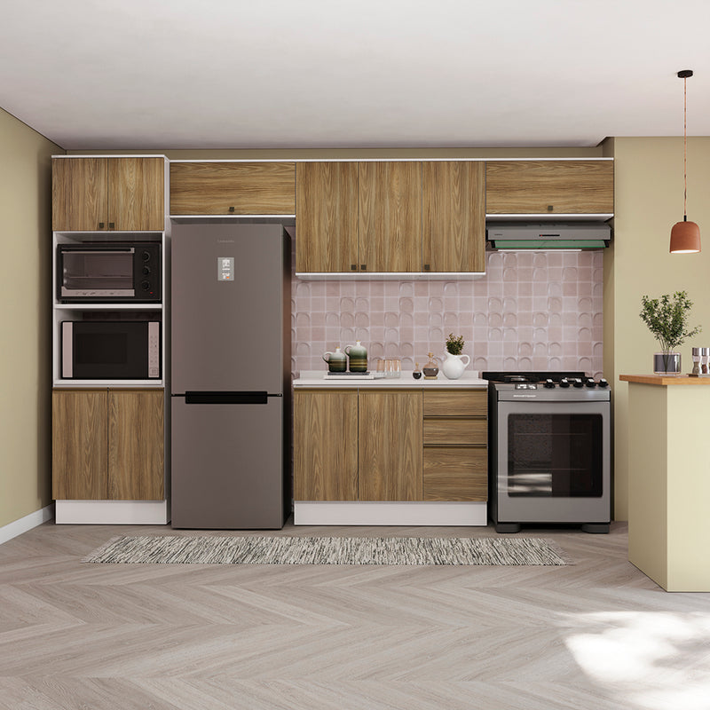 Cocina Integral 350cm Kappesberg 11 Puertas Blanco/Marrón