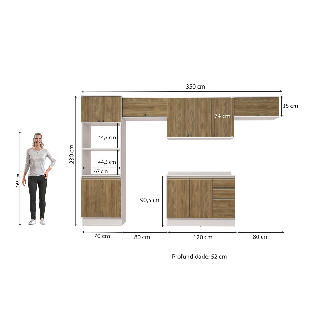 Cocina Integral 350cm Kappesberg 11 Puertas Blanco/Marrón