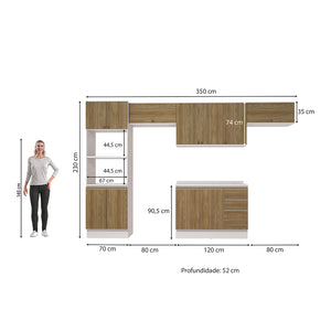 Cocina Integral 350cm Kappesberg 11 Puertas Blanco/Marrón