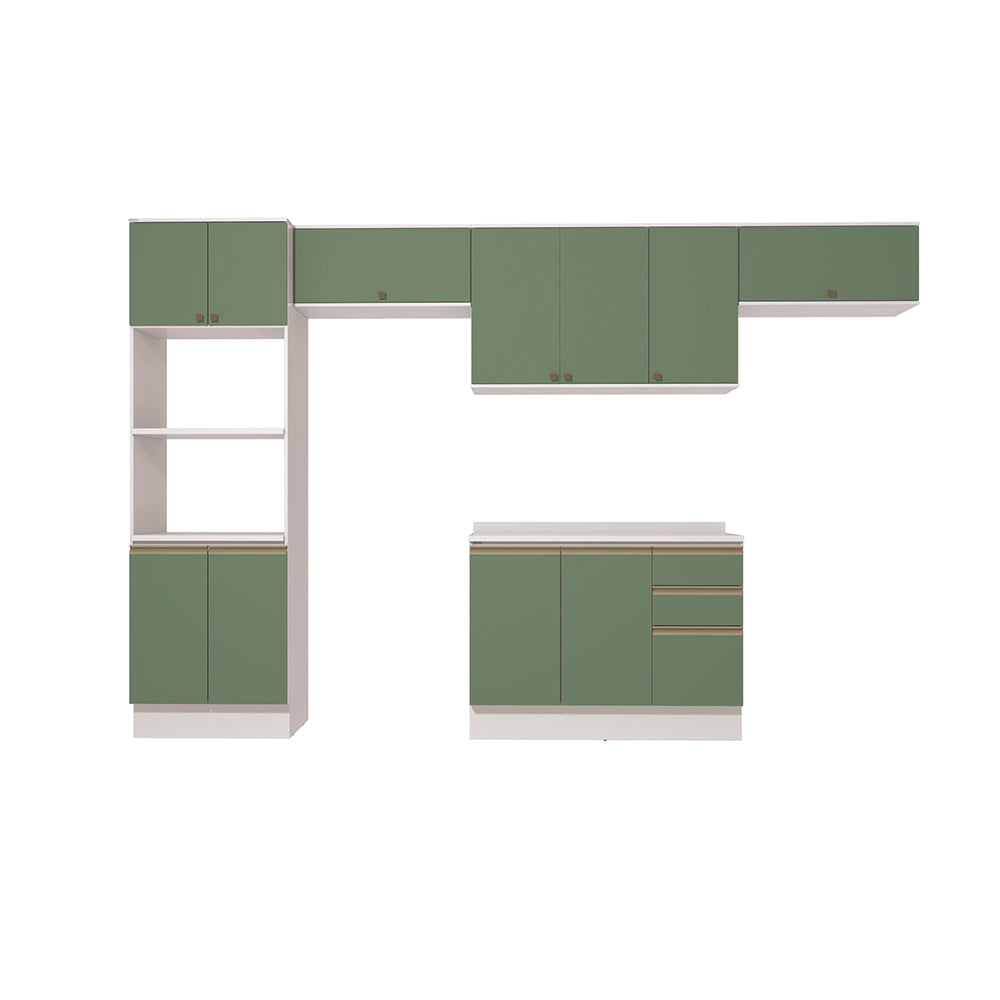 Cocina Integral 350cm MDF Kappesberg 11 Puertas Blanco/Verde