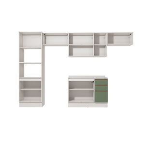 Cocina Integral 350cm MDF Kappesberg 11 Puertas Blanco/Verde
