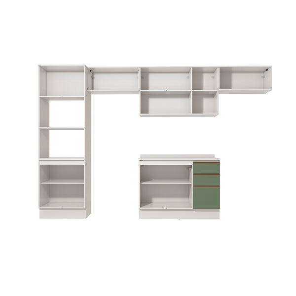 Cocina Integral 350cm MDF Kappesberg 11 Puertas Blanco/Verde