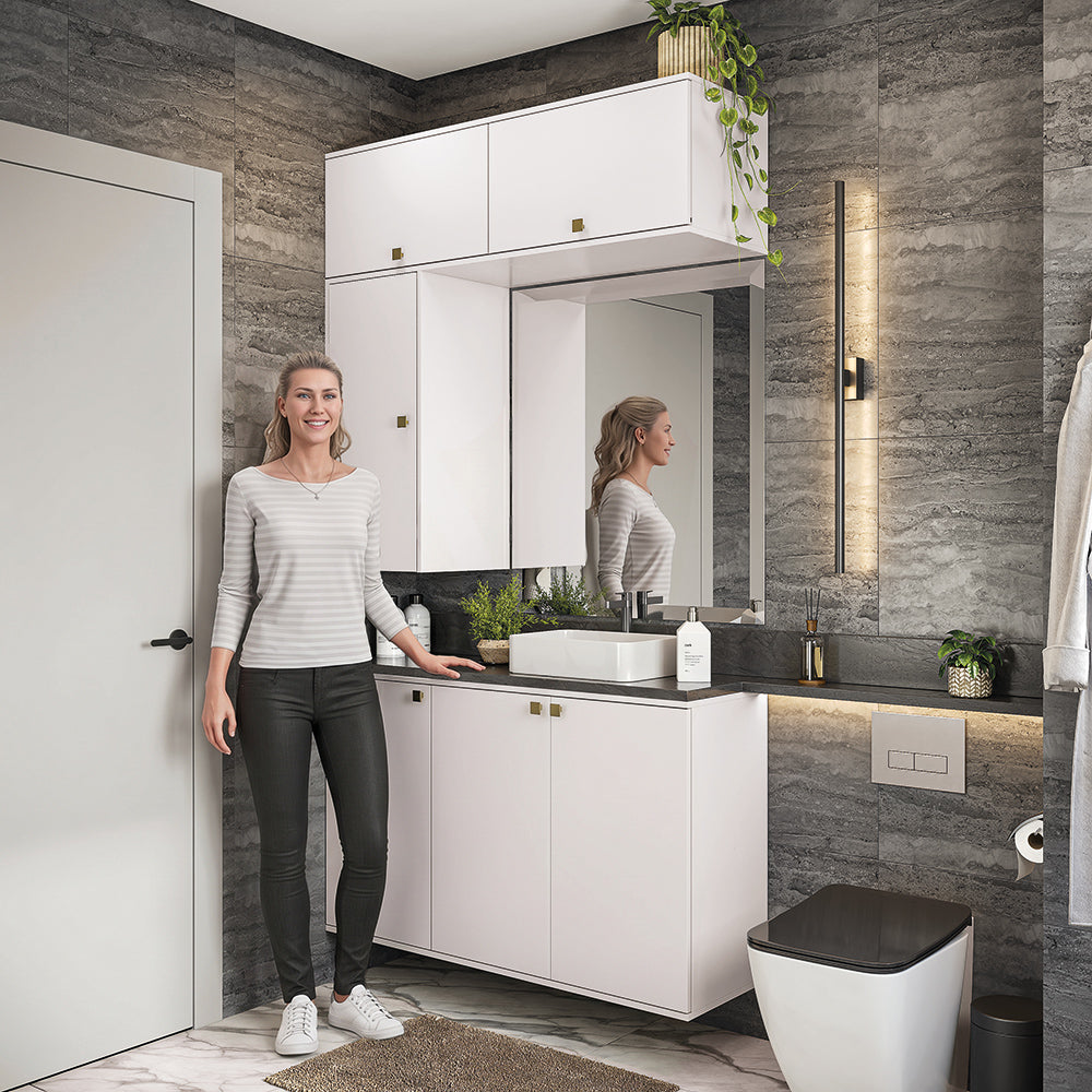 Gabinete Baño Kappesberg 120cm MDF Con Aéreos Blanco